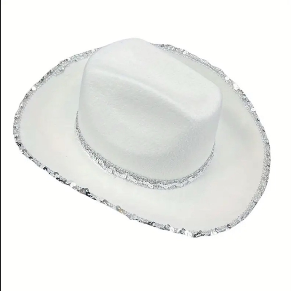 Women's White Sequin Cowgirl Hat